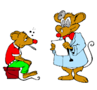 Dibujo Doctor y paciente ratón pintado por momo21