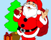 Dibujo Santa Claus y un árbol de navidad pintado por dannaantopop