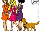 Dibujo Barbie y sus amigas en bata pintado por irenee
