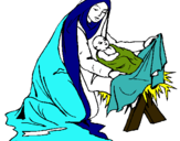 Dibujo Nacimiento del niño Jesús pintado por pesebre