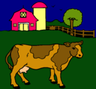 Dibujo Vaca pasturando pintado por honduras