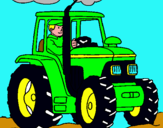 Dibujo Tractor en funcionamiento pintado por getio