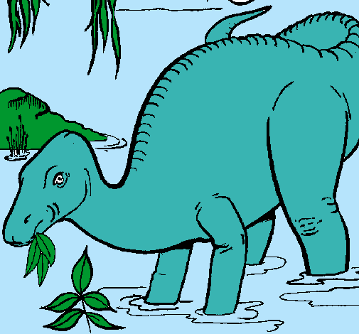 Dibujo Dinosaurio comiendo pintado por renecillo