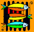 Dibujo Pescado a la brasa pintado por JPPC