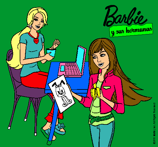 Barbie y su hermana merendando