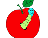 Dibujo Manzana con gusano pintado por klozano5