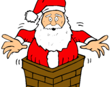 Dibujo Papa Noel en la chimenea pintado por jees