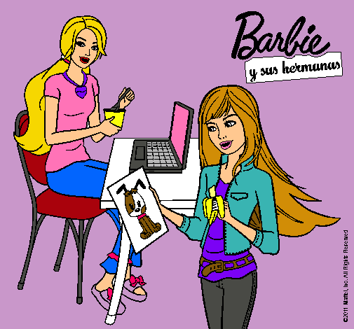 Barbie y su hermana merendando