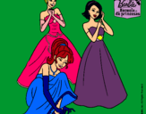 Dibujo Barbie y sus amigas vestidas de gala pintado por princess91