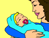 Dibujo Madre con su bebe II pintado por bebiti