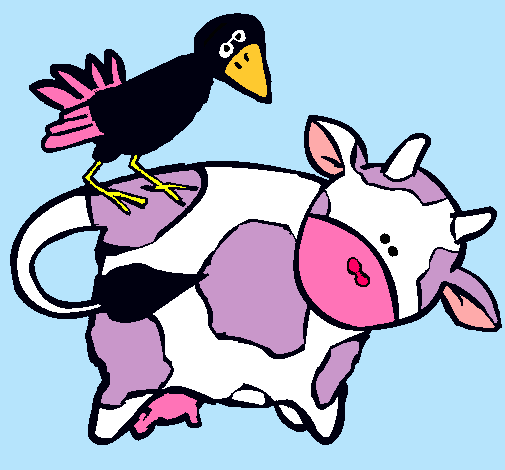 Vaca y pájaro