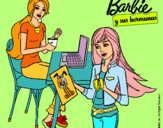 Dibujo Barbie y su hermana merendando pintado por coreddhfgfbf