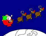 Dibujo Papa Noel repartiendo regalos 3 pintado por Nerea001