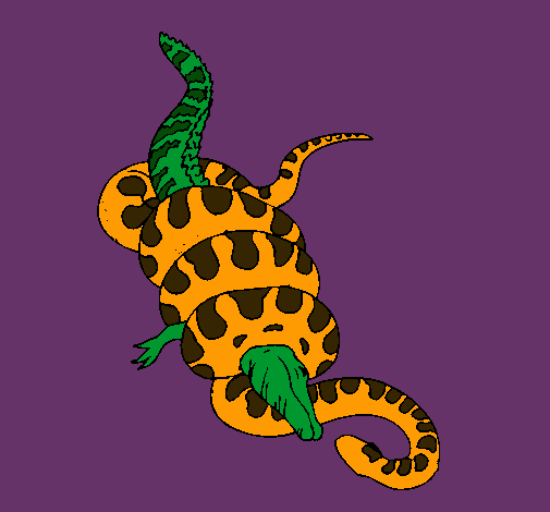 Dibujo Anaconda y caimán pintado por renecillo