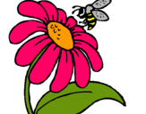Dibujo Margarita con abeja pintado por OMendez