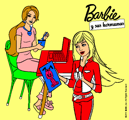 Barbie y su hermana merendando