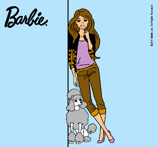 Barbie con cazadora de cuadros