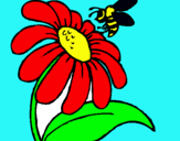 Dibujo Margarita con abeja pintado por jandr