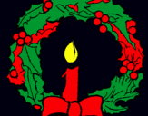 Dibujo Corona de navidad y una vela pintado por amalia