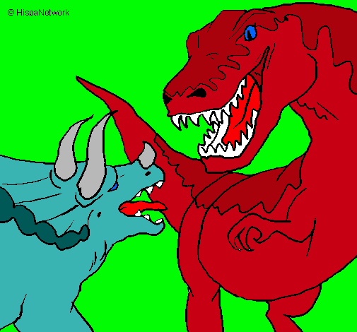 Dibujo Lucha de dinosaurios pintado por dany_miley