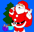 Dibujo Santa Claus y un árbol de navidad pintado por florangima