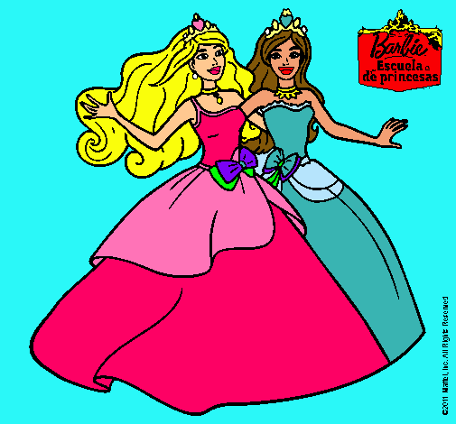 Dibujo Barbie y su amiga súper felices pintado por 37124