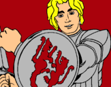 Dibujo Caballero con escudo de león pintado por JOUSTIN