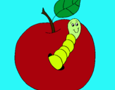 Dibujo Manzana con gusano pintado por nazaluthom