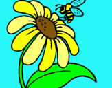 Dibujo Margarita con abeja pintado por catica