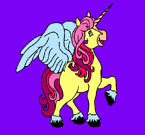 Dibujo Unicornio con alas pintado por montsita