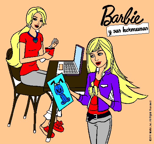 Barbie y su hermana merendando