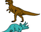 Dibujo Triceratops y tiranosaurios rex pintado por monopoli