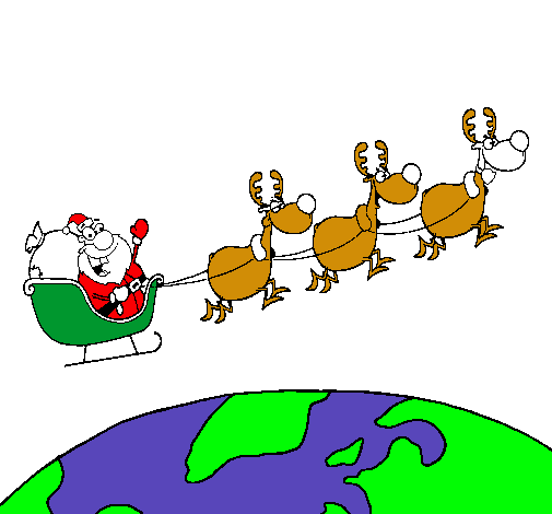Dibujo Papa Noel repartiendo regalos 3 pintado por Alejandras