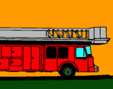 Dibujo Camión de bomberos con escalera pintado por LAUBEJAR