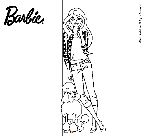 Barbie con cazadora de cuadros