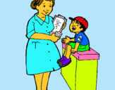 Dibujo Enfermera y niño pintado por karimen