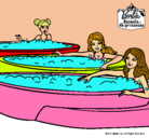 Dibujo Barbie y sus amigas en el jacuzzi pintado por kjjij