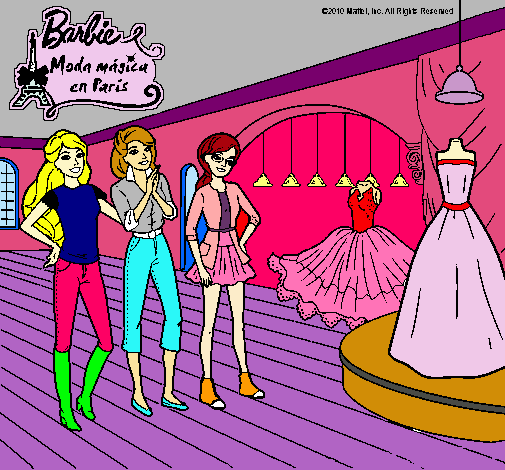 Barbie mirando vestidos