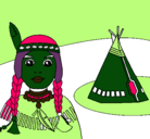 Dibujo India y tepee pintado por zoe3c