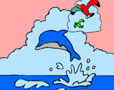 Dibujo Delfín y gaviota pintado por APHI