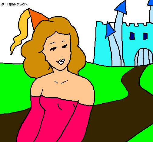 Dibujo Princesa y castillo pintado por PORIRITA