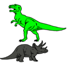 Dibujo Triceratops y tiranosaurios rex pintado por muytrg