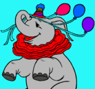 Dibujo Elefante con 3 globos pintado por jisel