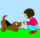 Dibujo Niña y perro jugando pintado por dulce1234