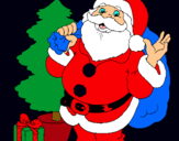 Dibujo Santa Claus y un árbol de navidad pintado por amalia