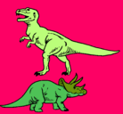 Dibujo Triceratops y tiranosaurios rex pintado por juaviertsdag