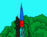 Dibujo Lanzamiento cohete pintado por santiagoo