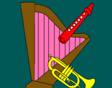 Dibujo Arpa, flauta y trompeta pintado por sharaid