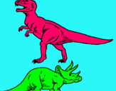 Dibujo Triceratops y tiranosaurios rex pintado por berzoekama