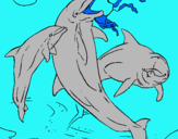 Dibujo Delfines jugando pintado por leonardili